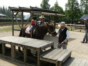 ポニーに乗馬にはサポートが付きますので、小さいお子様も安心してお乗りいただけます