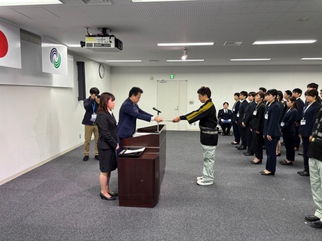 諫早市役所防災大学修了式及び入校式の写真