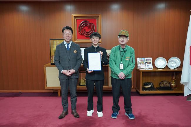 表敬【諫早付属中学生防災士資格取得報告】写真