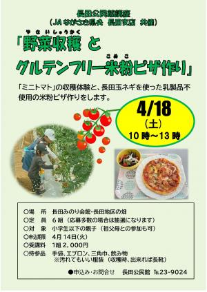 野菜収穫とグルテンフリー米粉ピザ作り