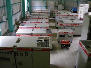 停電対策の非常用自家発電機の写真