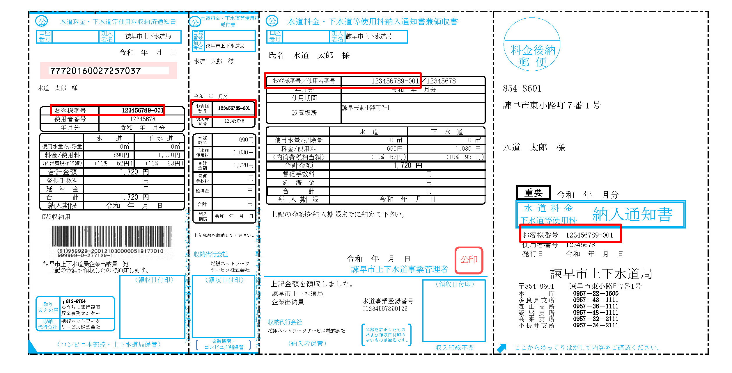 納入通知書、領収書