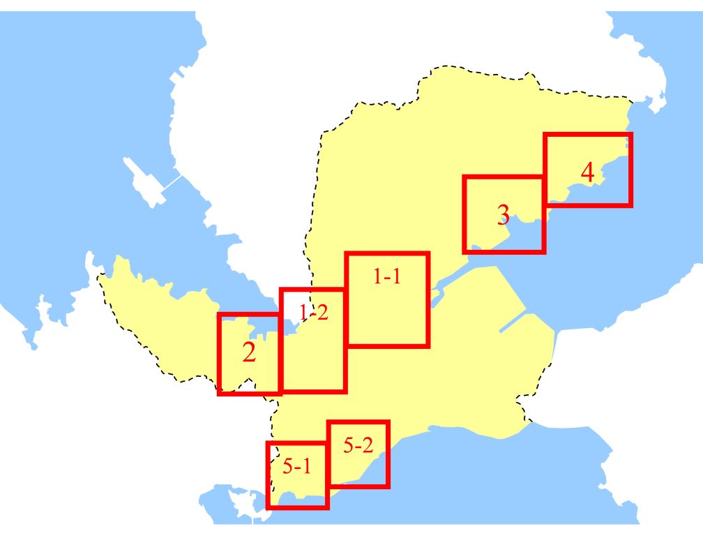 公共下水道供用開始区域図の地図のイラスト図