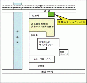 高来西ゆめ会館のストックハウス地図のイラスト